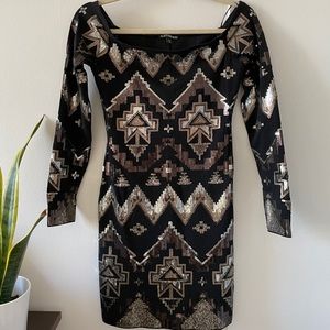 Sequined long sleeve cocktail dress from Express